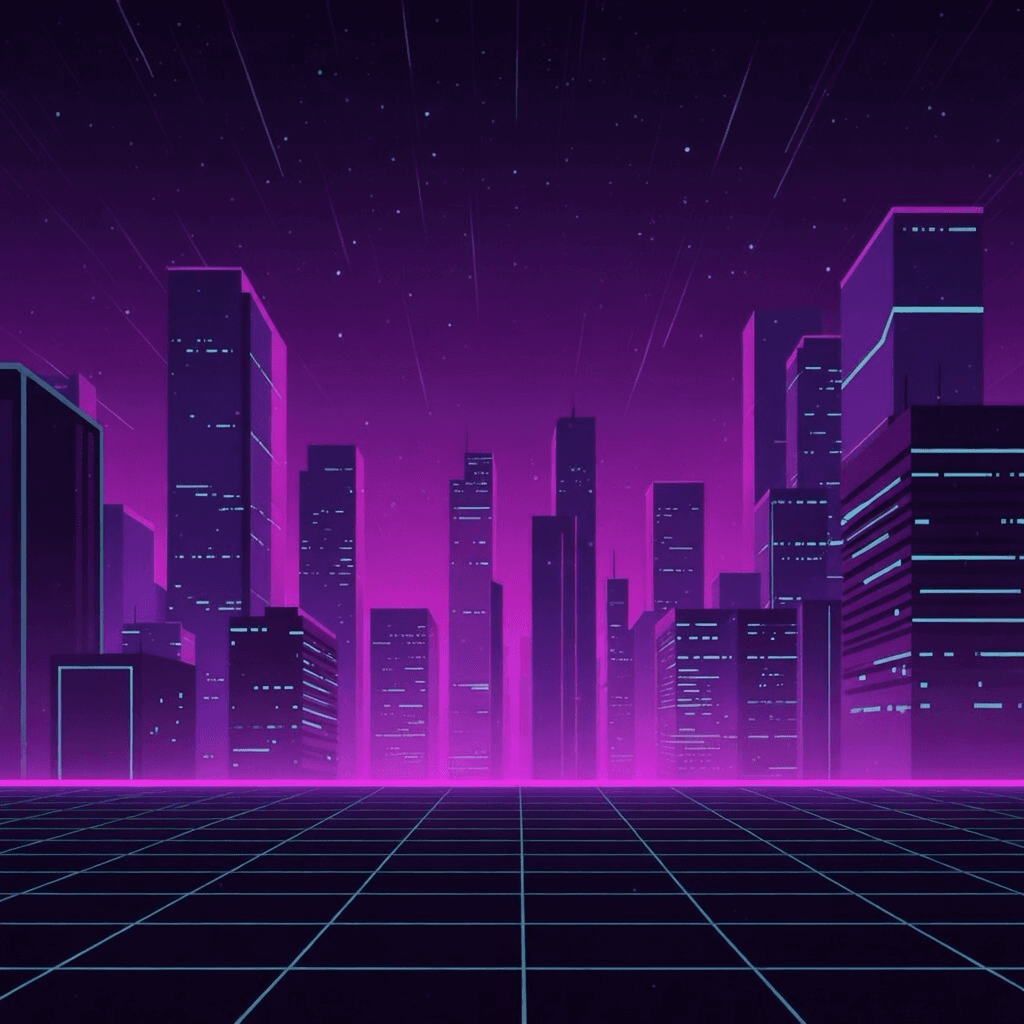 Cyberpunk city skyline
